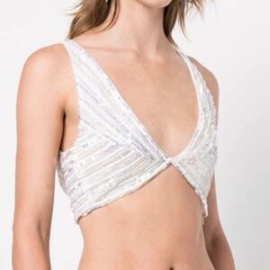 NWT Retrofete Magda Sequins Top Small White Revolve